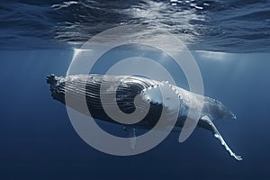 A beautiful Humpback whale is swimming in the ocean photo