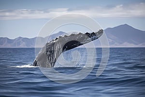 A beautiful Humpback whale is swimming in the ocean photo