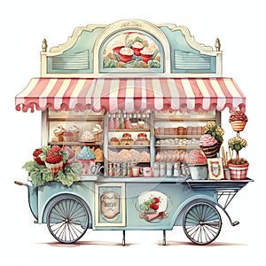 beautiful Ice cream parlor clipart illustration