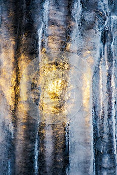 beautiful ice texture lit from behind. winter and spring