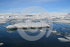 Beautiful icecaps on a lagoon in Iceland