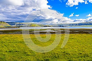 Beautiful Icelandic fjord in summer