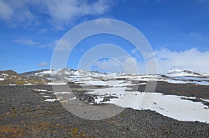 Beautiful icelandic snow cappped and icey mountains