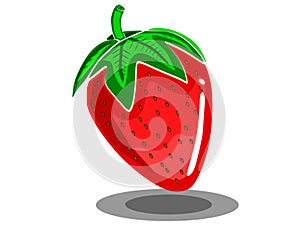 Beautiful icon of red strawberry in vector modern style with white background in Vector
