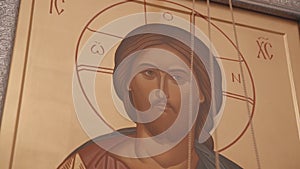 Beautiful icon on the wall of the Christian Church with the image of Jesus Christ on it.