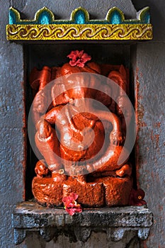 Beautiful idol of hindu god lord ganesha in Changa Vateshwar temple of Saswad, Maharashtra, india photo