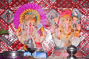 Beautiful idol of Lord Ganesha, elephant-headed Hindu God, Ganesh Chaturthi is the most famous festival celebrated all over India