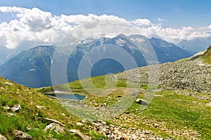 Beautiful idyllic Alps landscape with lake and mountains in summer