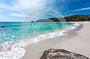 Beautiful idyllic beach scene in Eden Australia