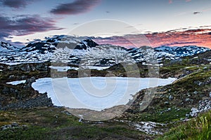 The beautiful illuminated landscape of Norway.