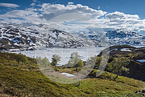 The beautiful illuminated landscape of Norway.