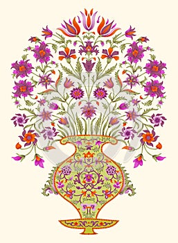 A beautiful illustration for apparel design with fantasy flowers, natural wallpaper, floral decoration curl illustration