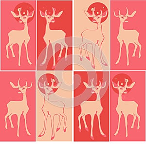 Beautiful illustration of cute brown deers group in amazing and unique backgrounds.cdr