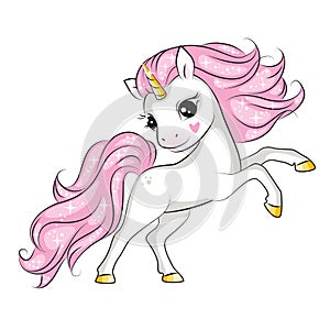 Beautiful illustration of cute little unicorn unicorn