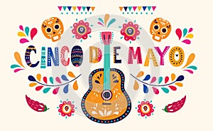 Beautiful illustration with design for Mexican holiday 5 may Cinco De Mayo.