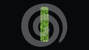 Beautiful illustration of English alphabet I with green grass effect on plain black background