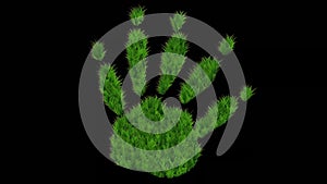 Beautiful illustration of hand shape with green grass effect on plain black background