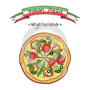 Beautiful illustration of Italian pizza photo