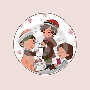 Beautiful illustration of kids at christmas illustration