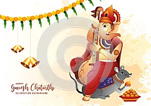 Beautiful illustration of lord ganesh chaturthi holiday card background