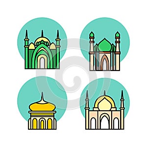 Mosque building icon illustration