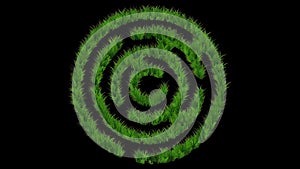 Beautiful illustration of puzzle shape with green grass on plain black background