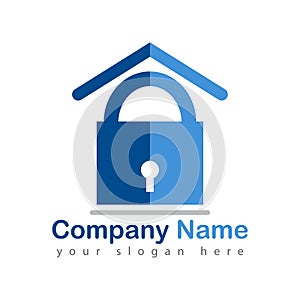 Secured home logo on white photo