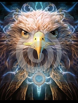 A beautiful image of a dream eagle in a powerful magickal backround.Generative AI