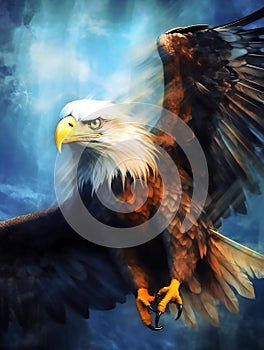 A beautiful image of a dream eagle in a powerful magickal backround.Generative AI