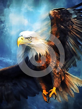 A beautiful image of a dream eagle in a powerful magickal backround.Generative AI photo