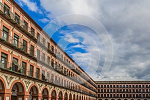 Beautiful image of the Plaza de la Corredera with its windows, balconies and arches