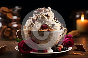 Beautiful images, ice cream cups, delicious vanilla flavor.