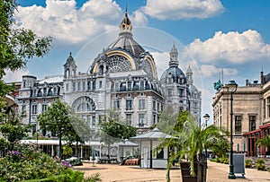 Beautiful and impressive building of Antwerp Central station.