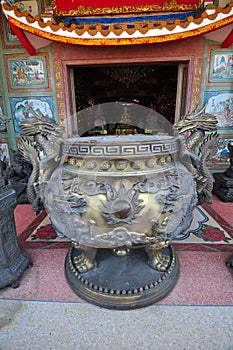 Beautiful incense burner of Chinese shrine in Thailand