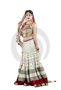 Beautiful Indian Bride on Isolated Background