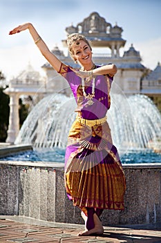 Beautiful Indian Dancer by the Temple