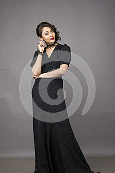 Beautiful indian female model in a beautiful black gown