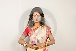 Beautiful indian female model in indian saree