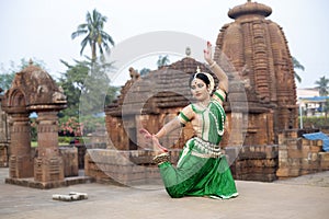 Beautiful indian girl dancer of Indian classical dance Odissi. Incredable india