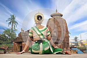Beautiful indian girl dancer of Indian classical dance Odissi traditionally dressed in sari.incredable india