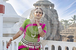 Beautiful indian girl dancer of Indian classical odissi dance, Indian dance style.