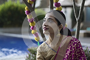 A beautiful Indian lady`s portrait during famous festival - Diwali photo