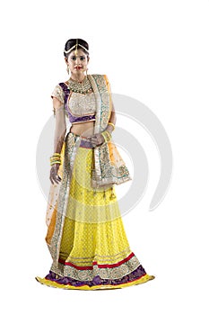 Beautiful Indian Rajasthani Bride on Isolated Background