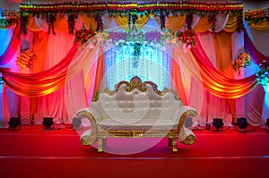 Beautiful Indian Wedding Stage Decoration with Royal Sofa
