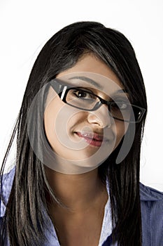 Beautiful Indian Woman with glasses on smiling