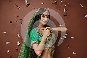 beautiful indian woman in green choli