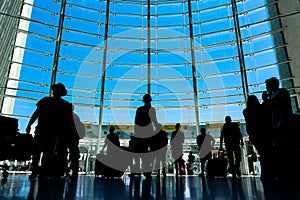 Beautiful Indoor Daytime Shot of Lisbon Airport Front Window on