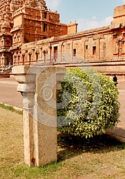 Beautiful inner view of the ancient Brihadisvara Temple in Thanjavur, india.