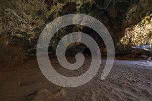 Beautiful inside view of Quadirikiri Caves. Natural backgrounds. Aruba.