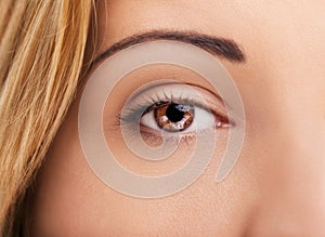 A beautiful insightful look woman`s eye.